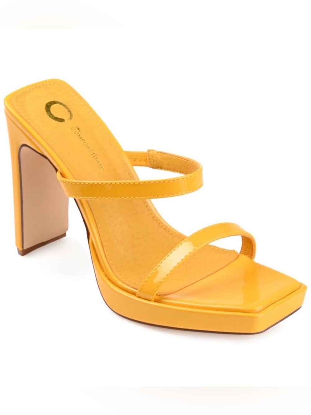 Journee Collection Naivee Yellow Platform Block Heel‎ Sandals Size 9.5 New